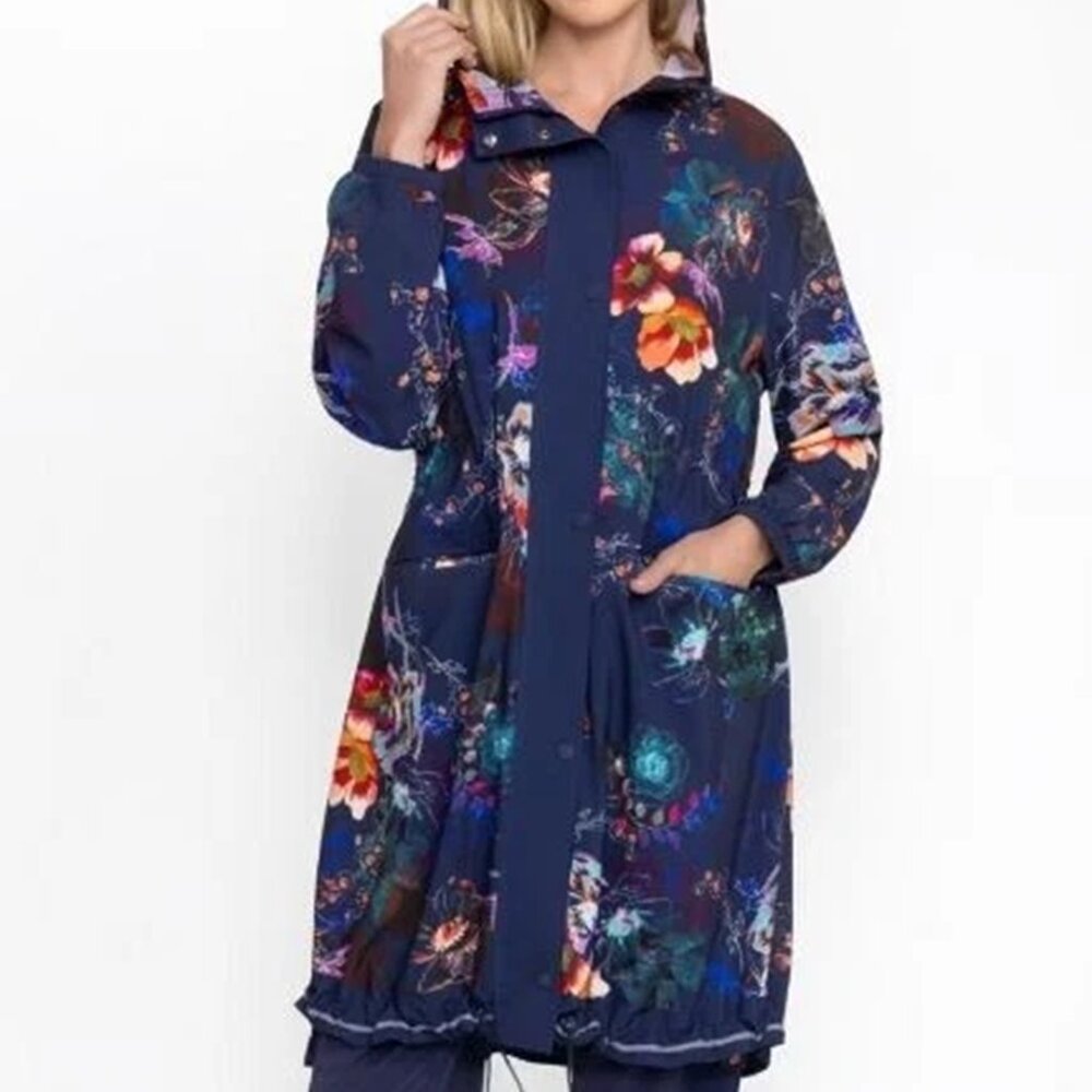 NWT Johnny Was Biya JW Active Hooded Trench Coat Jacket S